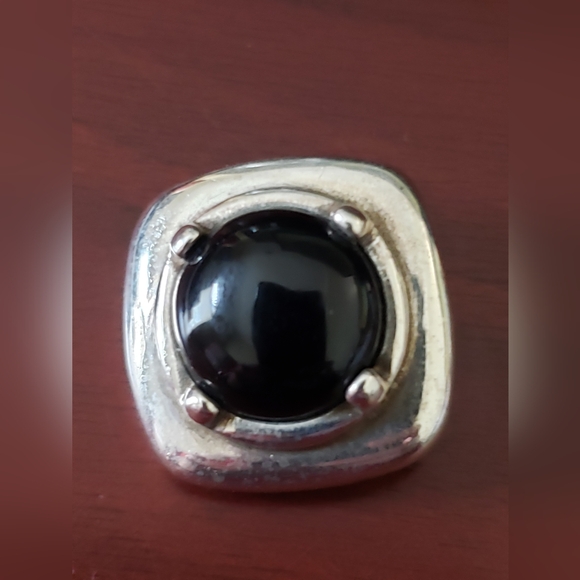 925 Sterling Silver and Onxy Clip On Earrings - Picture 5 of 5